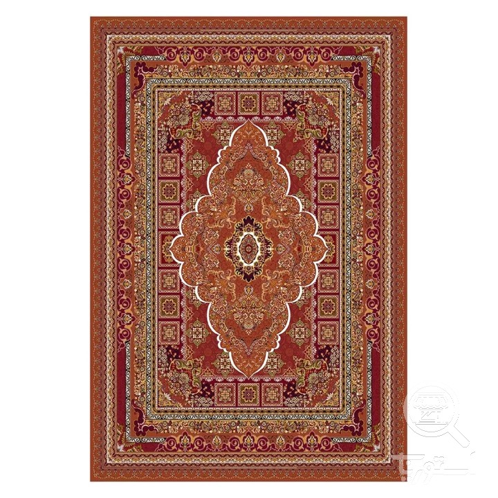 فرشینه مخمل ترک طرح ترنج زعفرانی کد U9-599