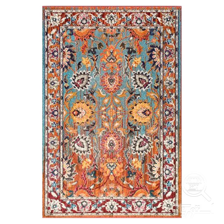 فرشینه مخمل ترک طرح پتینه نارنجی فیروزه کد O160