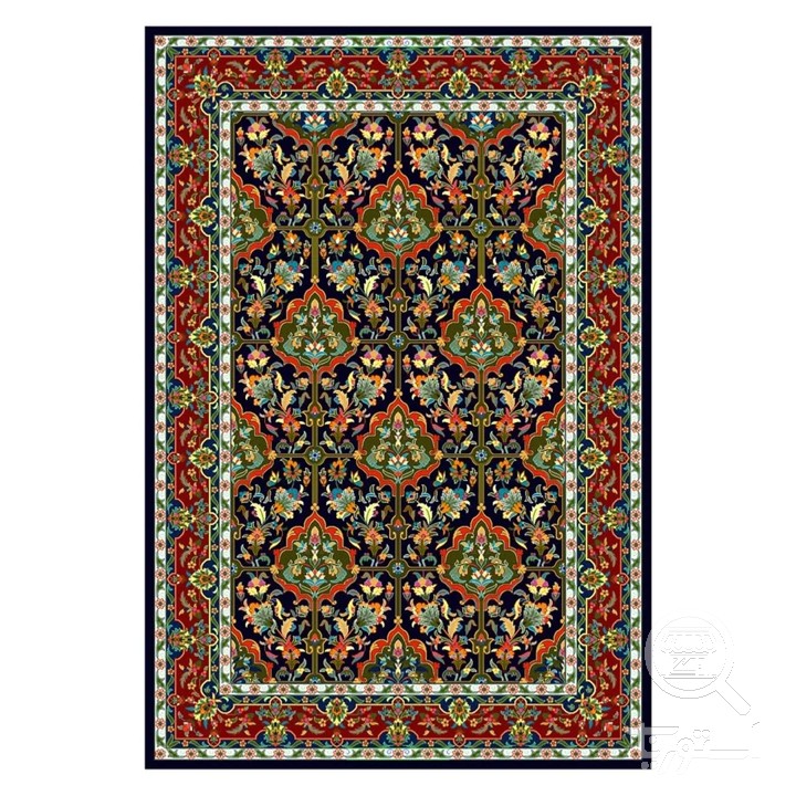 فرشینه مخمل ترک طرح افشان سرمه ای کد L8-698