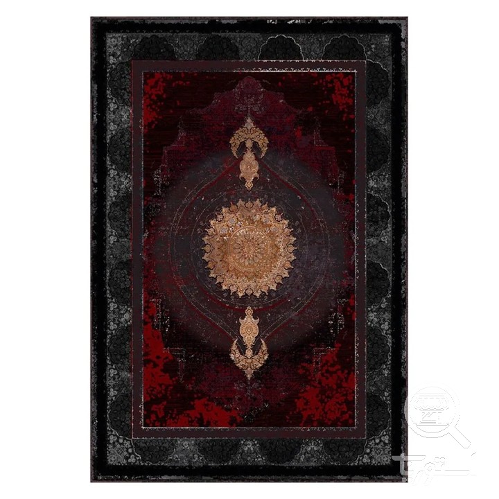 فرشینه مخمل ترک طرح وینتیج زغالی کد L8-711