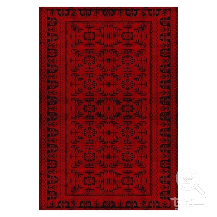 فرشینه مخمل ترک طرح هندسی زرشکی کد U9-452