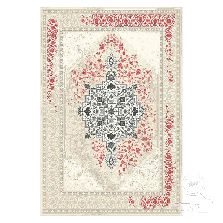 فرشینه مخمل ترک طرح پتینه کرم کد L8-761