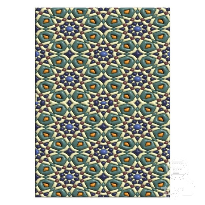 فرشینه مخمل ترک طرح کاشی زمردی کد 3-9103