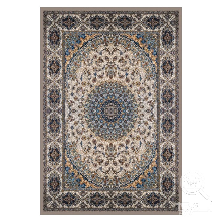 فرشینه مخمل ترک طرح لچک ترنج آسمانی کد U5-73