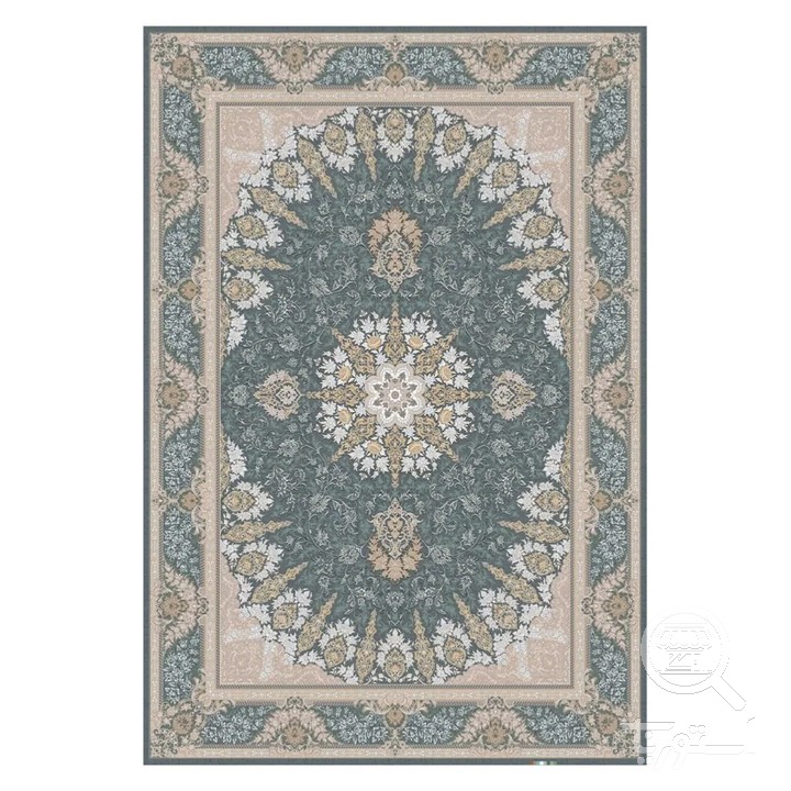 فرشینه مخمل ترک طرح ترنج دودی کد L8-739