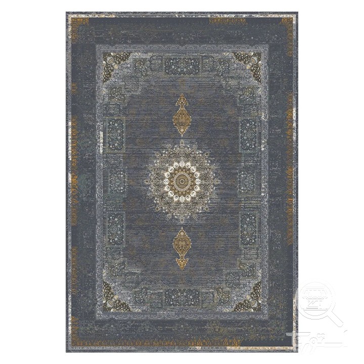 فرشینه مخمل ترک طرح شمسه نیلی کد L6-459