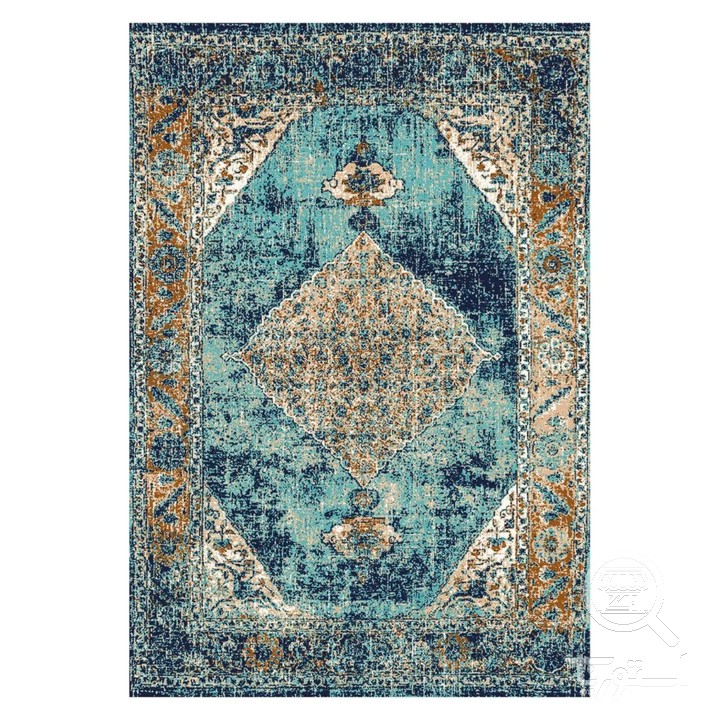 فرشینه مخمل ترک طرح وینتیج نیلی کد U5-140