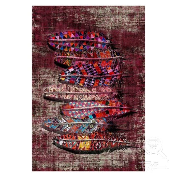 فرشینه مخمل ترک طرح پر شرابی کد U5-134