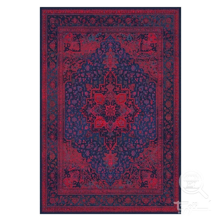 فرشینه مخمل ترک طرح لچک ترنج نیلی کد L6-245