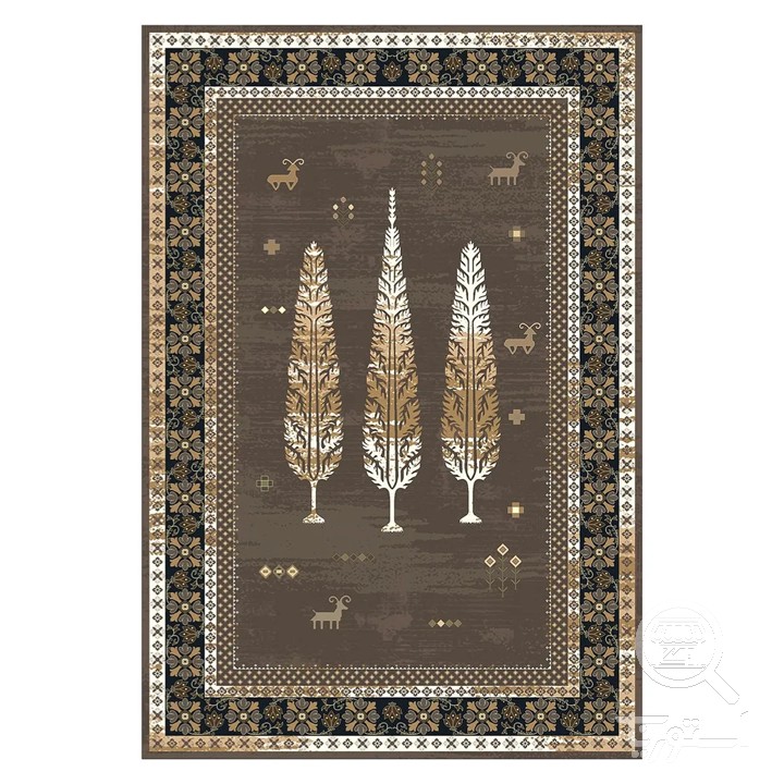 فرشینه مخمل ترک طرح گبه سرو نسکافه ای کد L6-357