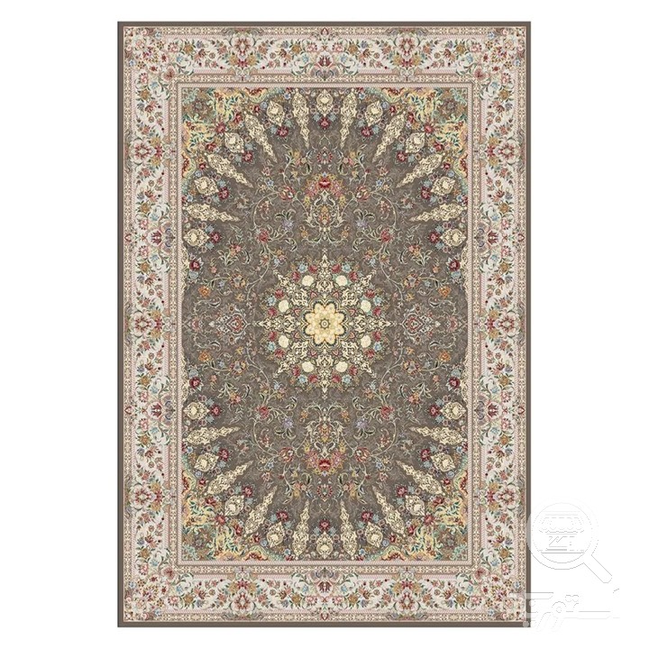 فرشینه مخمل ترک طرح شمسه طوسی کد L8-650