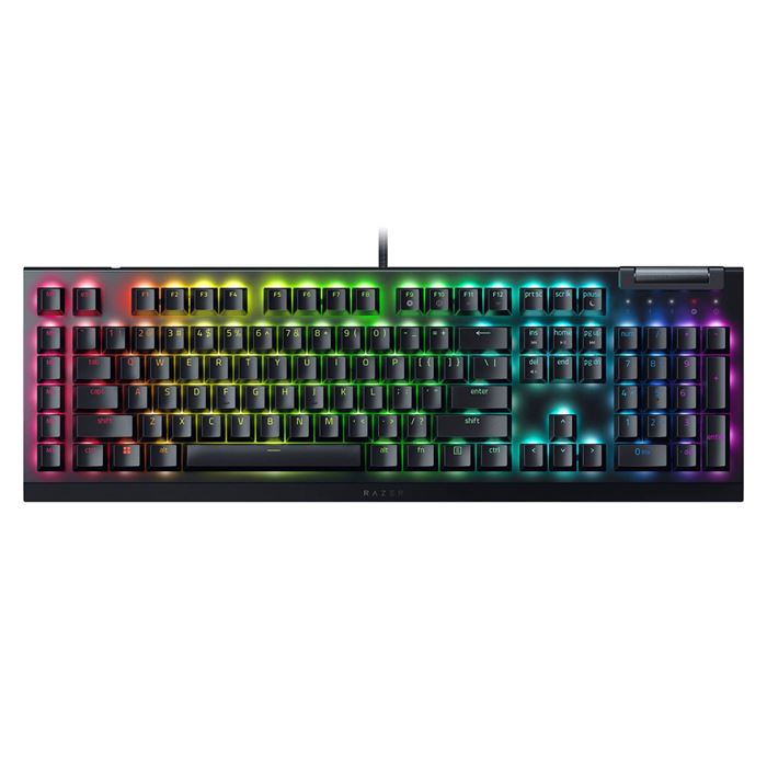 کیبورد باسیم گیمینگ ریزر مدل BlackWidow V4X | سوییچ سبز