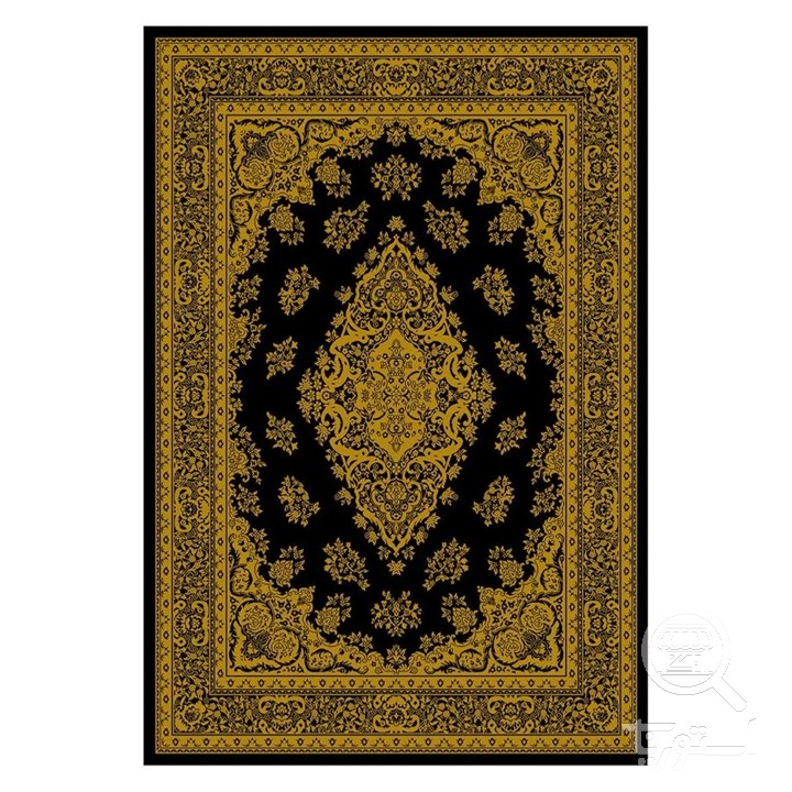 فرشینه مخمل ترک طرح ترنج طلایی مشکی کد U9-570