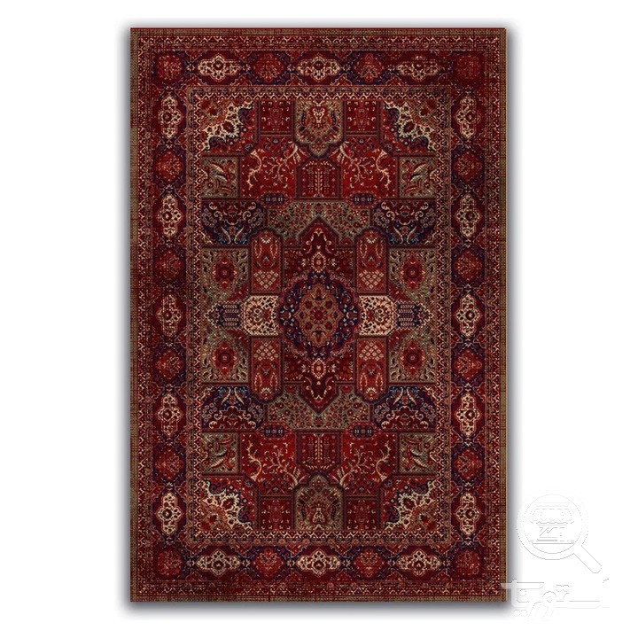 فرشینه مخمل ترک طرح خشتی شرابی کد A4-158