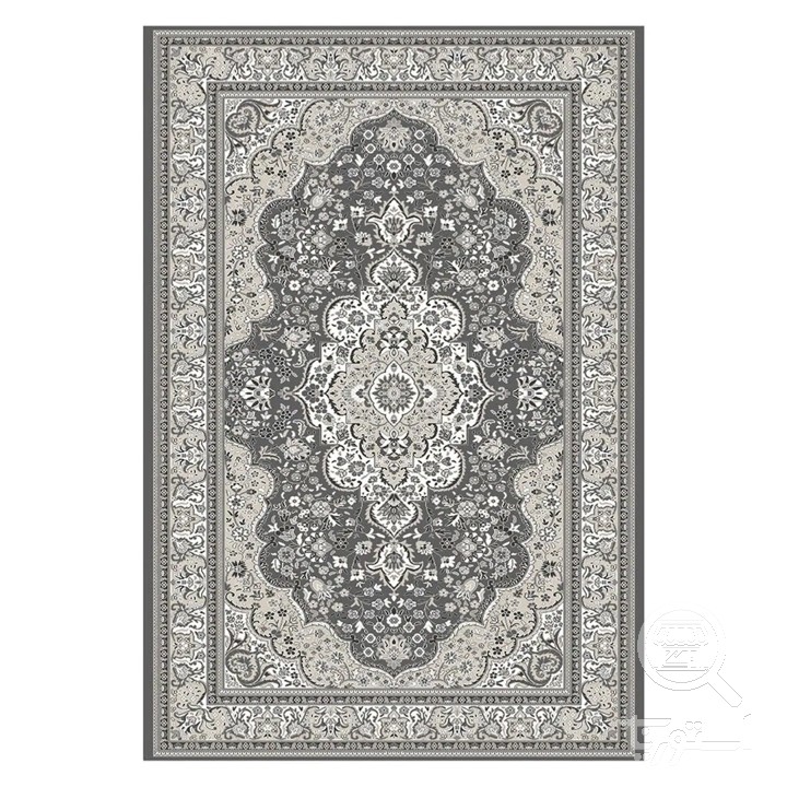 فرشینه مخمل ترک طرح ترنج دودی کد U9-518