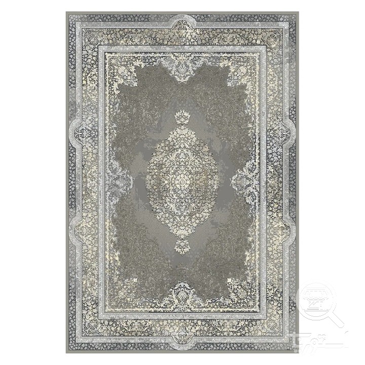 فرشینه مخمل ترک طرح قابی طوسی کد L6-248