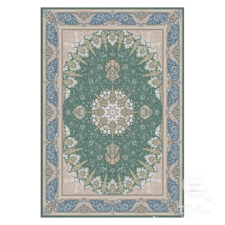 فرشینه مخمل ترک طرح ترنج زمردی کد L8-738