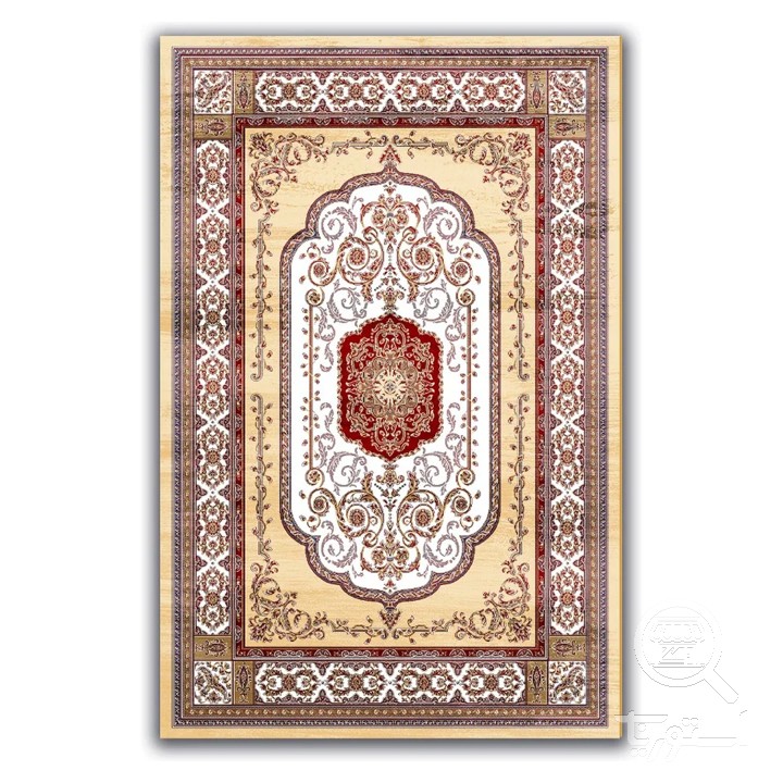 فرشینه مخمل ترک طرح قابی کرم کد A4-161