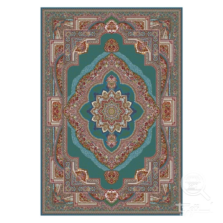 فرشینه مخمل ترک طرح ترنج زمردی کد U9-596