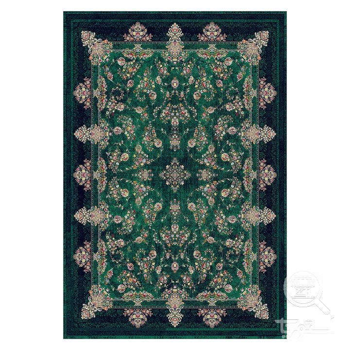 فرشینه مخمل ترک طرح افشان زمردی کد L6-255