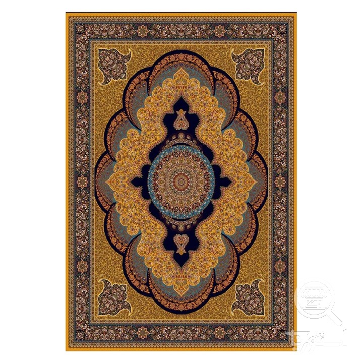 فرشینه مخمل ترک طرح ترنج عنبری کد U9-571