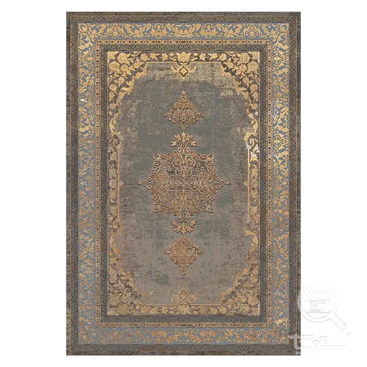 فرشینه مخمل ترک طرح ترنج طلایی کد L6-511