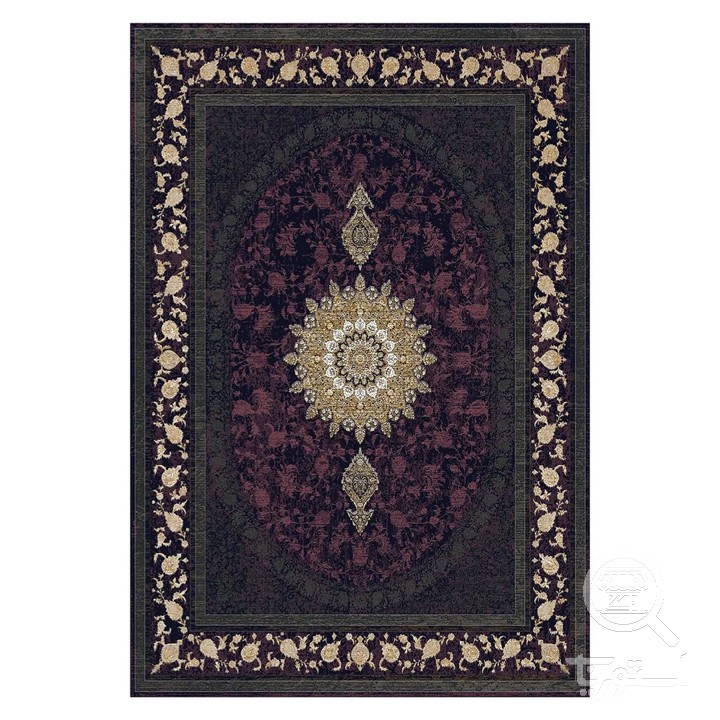 فرشینه مخمل ترک طرح شمسه شرابی کد L6-143