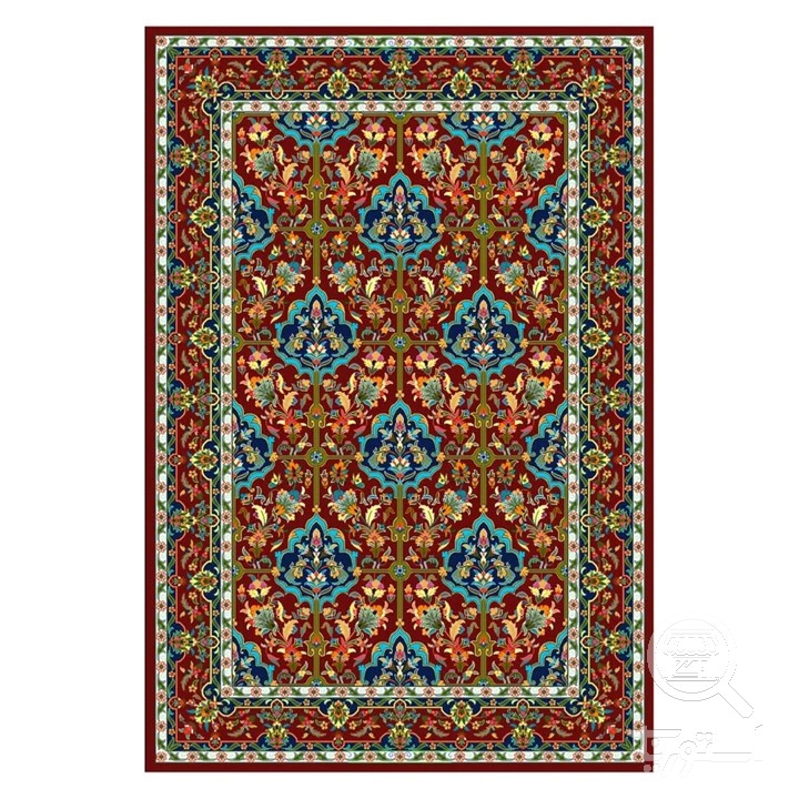 فرشینه مخمل ترک طرح افشان زرشکی کد L8-696
