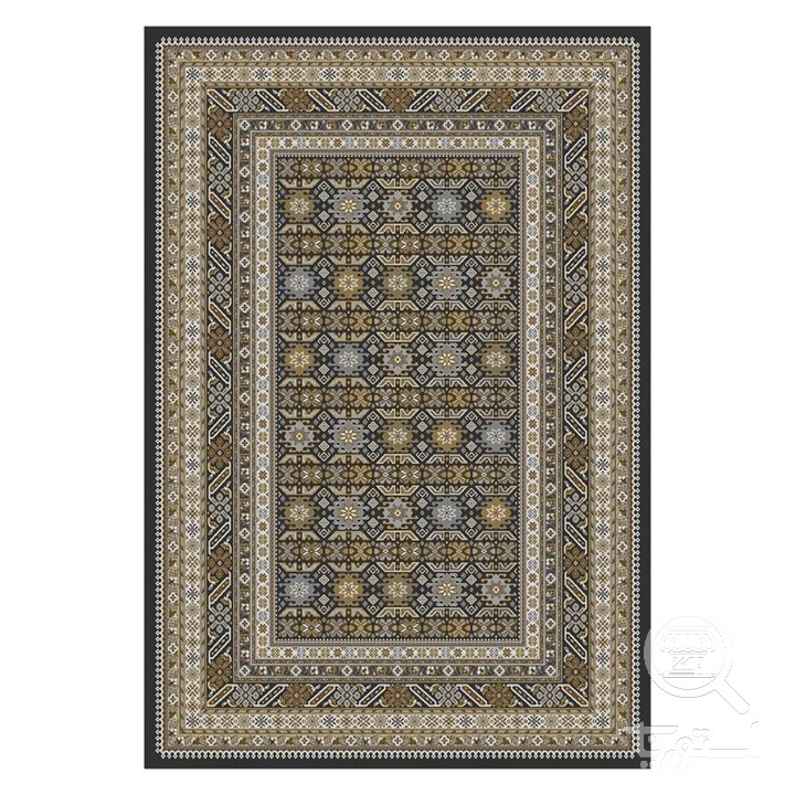فرشینه مخمل ترک طرح خشتی برنزی کد U9-563