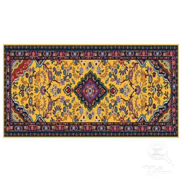 فرشینه مخمل ترک طرح ترنج خردلی کد R3-101