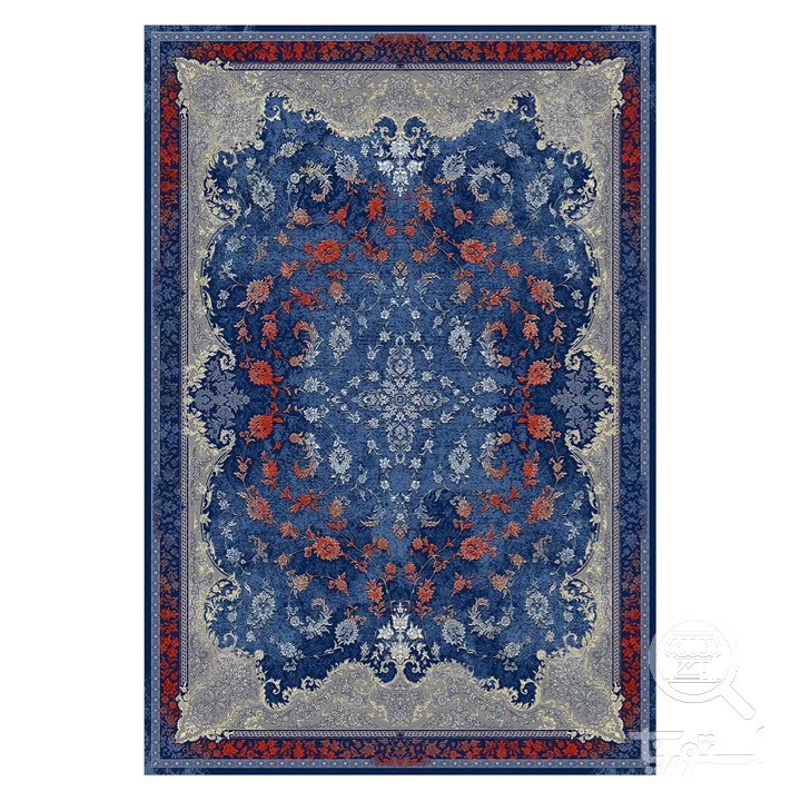 فرشینه مخمل ترک طرح افشان نیلی کد L6-508