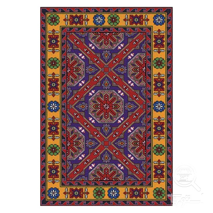 فرشینه مخمل ترک طرح عشایری خردلی ارغوانی کد O142