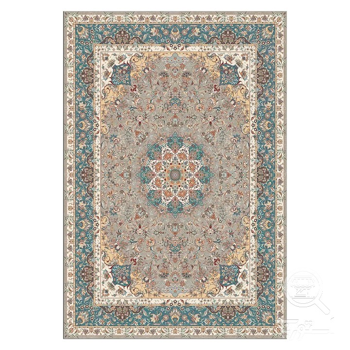 فرشینه مخمل ترک طرح ترنج طوسی کد L6-467