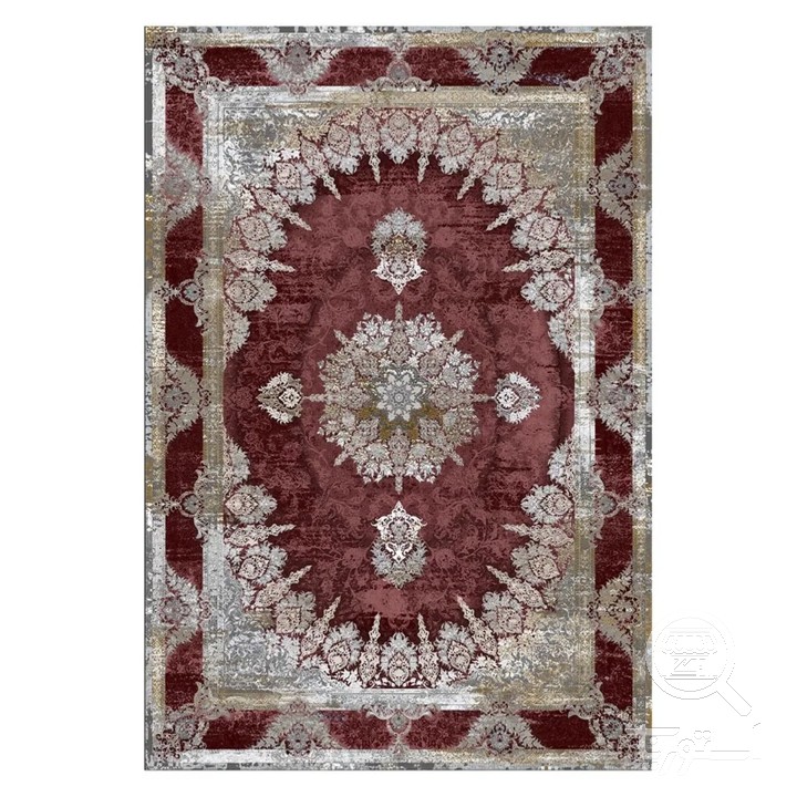 فرشینه مخمل ترک طرح وینتیج زرشکی کد L8-742