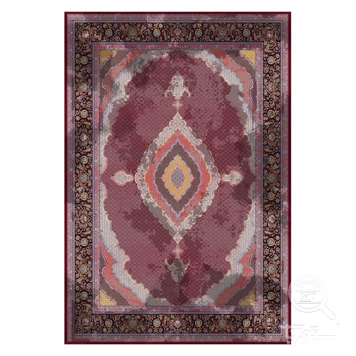 فرشینه مخمل ترک طرح لچک ترنج بنفش کد L8-691