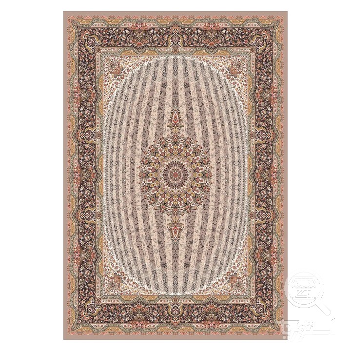 فرشینه مخمل ترک طرح ترنج نسکافه ای کد L6-122