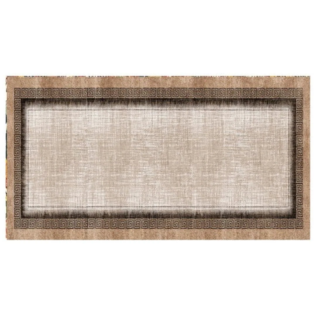 فرشینه مخمل ترک طرح قابی بادامی کد R3-119