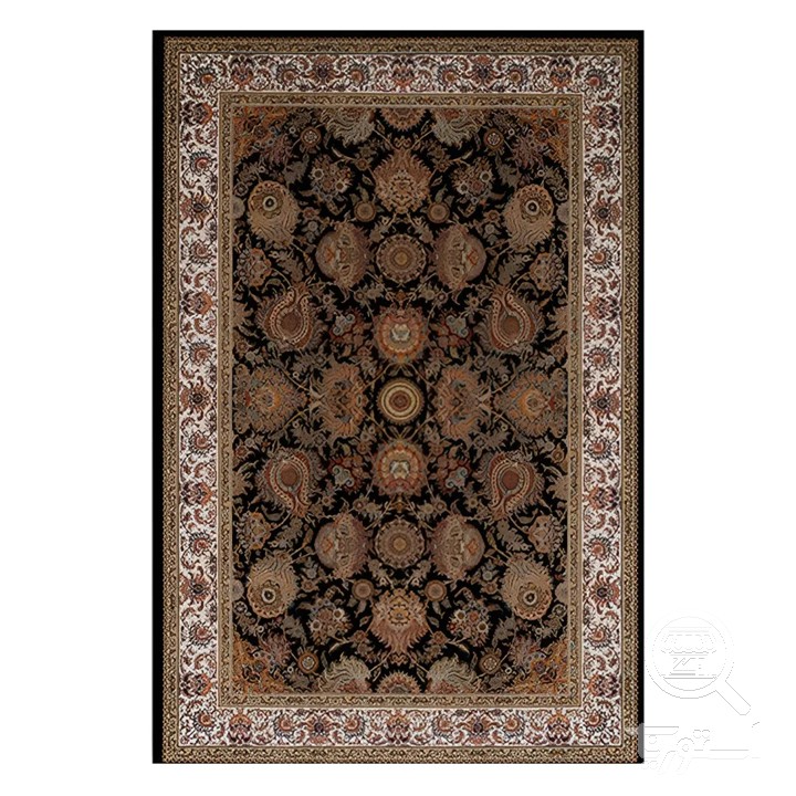 فرشینه مخمل ترک طرح بته جقه مشکی کد O103