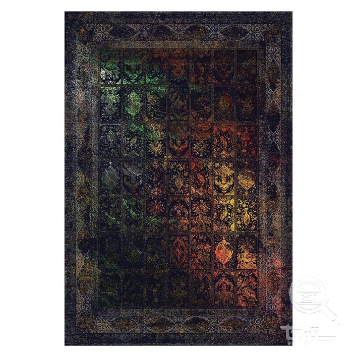 فرشینه مخمل ترک طرح خشتی زغالی کد L6-113