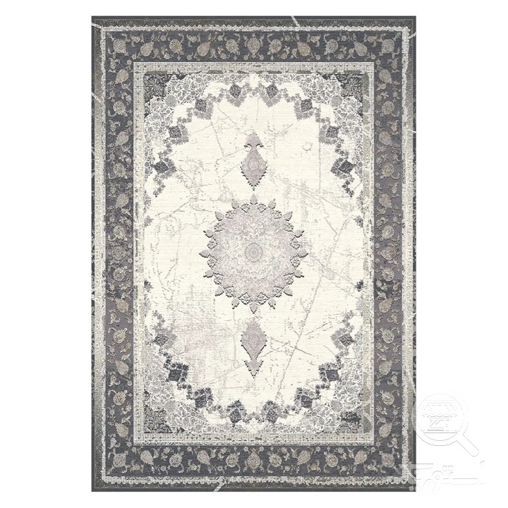 فرشینه مخمل ترک طرح شمسه کرم کد L6-150