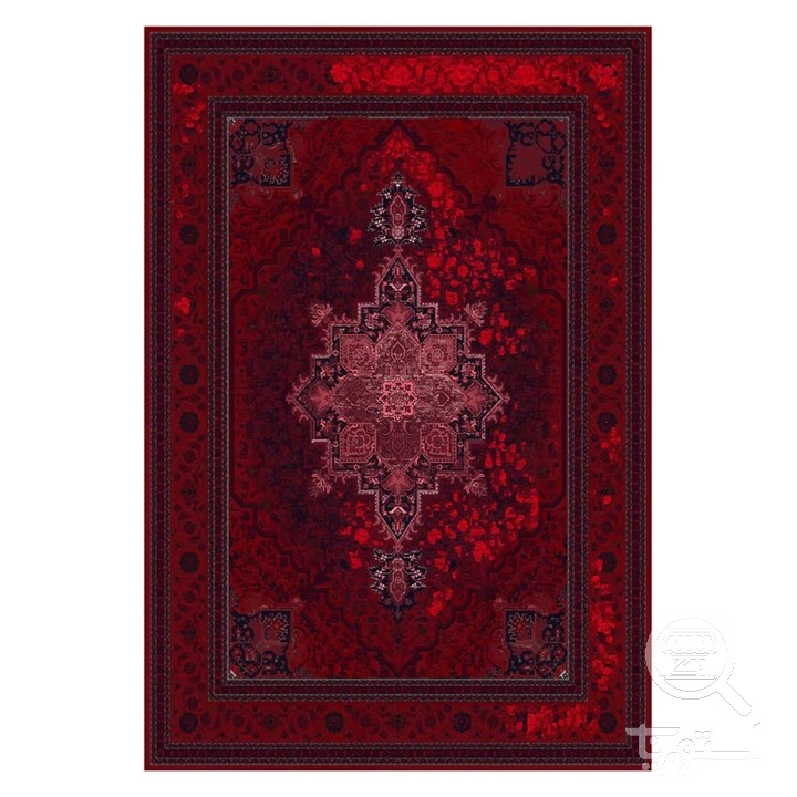 فرشینه مخمل ترک طرح وینتیج عنابی کد L8-807