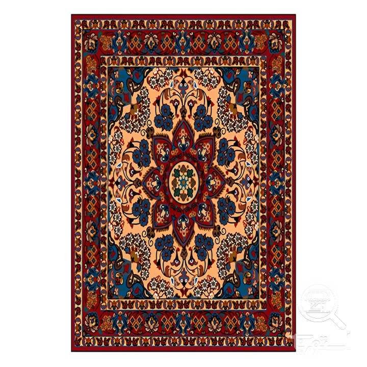 فرشینه مخمل ترک طرح لچک ترنج شاه عباسی کد O100