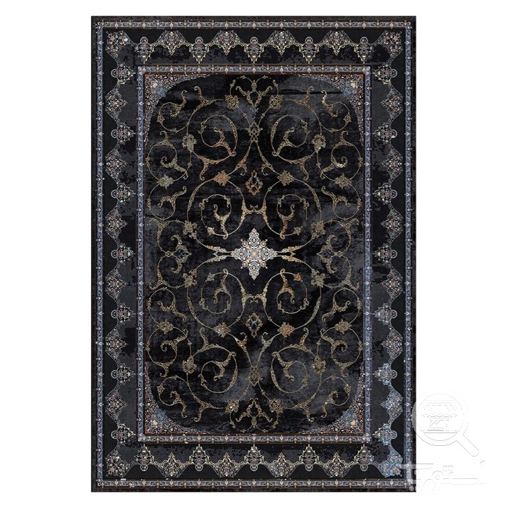 فرشینه مخمل ترک طرح اسلیمی نیلی کد L6-566