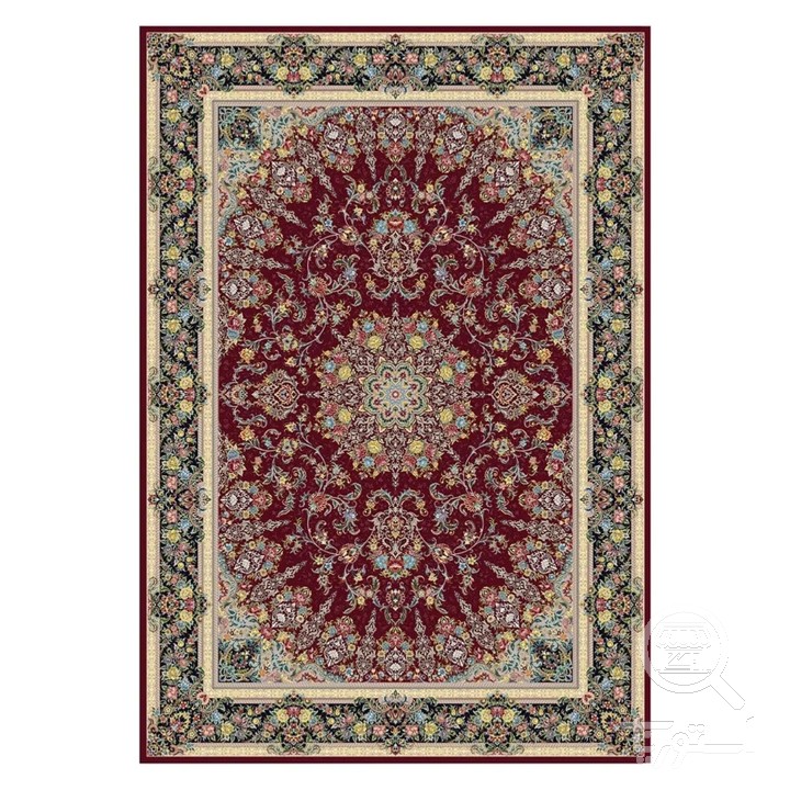 فرشینه مخمل ترک طرح لچک ترنج زرشکی کد L8-654