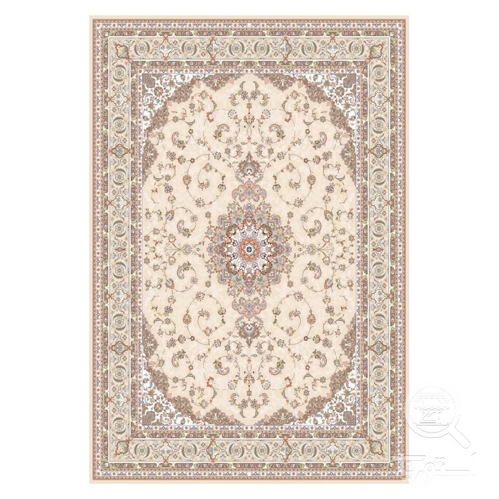 فرشینه مخمل ترک طرح ترنج کرم کد U9-475