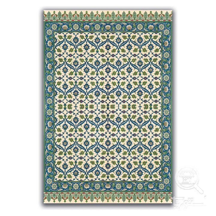 فرشینه مخمل ترک طرح گل ریز کرم کد A4-054