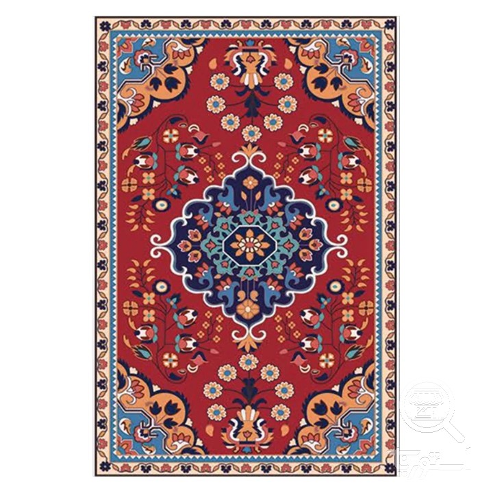 فرشینه مخمل ترک طرح عشایری لاکی آبی کد O148