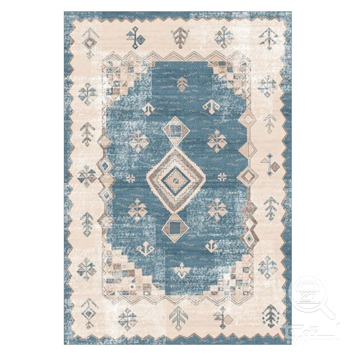 فرشینه مخمل ترک طرح گبه آبی کد U9-490