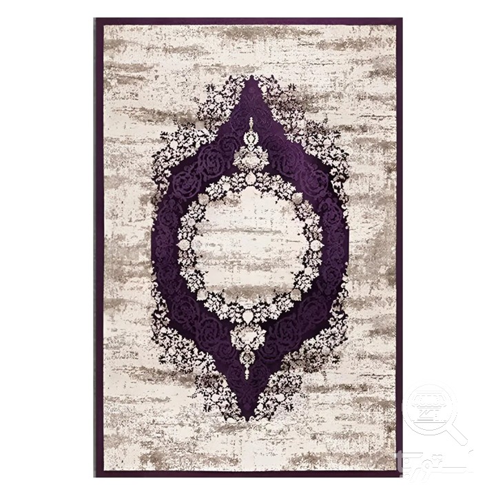 فرشینه مخمل ترک طرح ترنج ارغوان محو کد O113