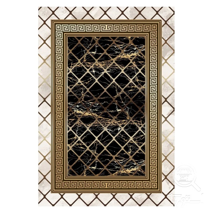 فرشینه مخمل ترک طرح مرمر زغالی کد U5-92